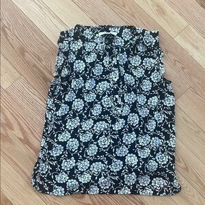 LOFT Black and White Tie Front Blouse